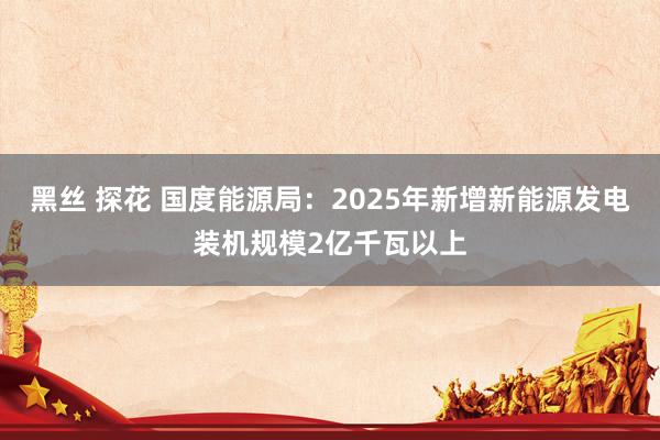 黑丝 探花 国度能源局：2025年新增新能源发电装机规模2亿千瓦以上