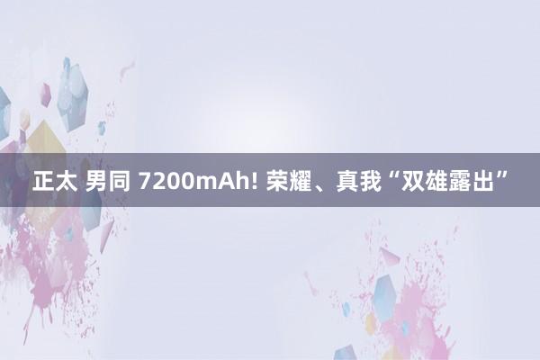 正太 男同 7200mAh! 荣耀、真我“双雄露出”